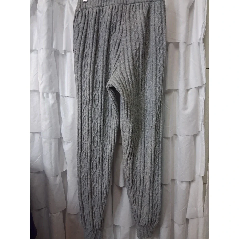 Alo Yoga Cable Knit Jogger Pants Gray Heathker Lounge Sweatpants Small 1509